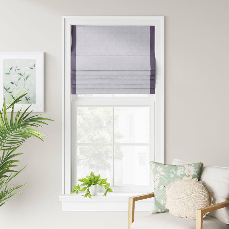 1pc Light Filtering Cordless Linen Blend Roman Window Shade Gray - Threshold™, 2 of 4