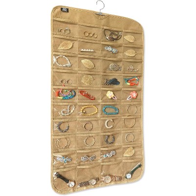 SmallRig 80-Pocket Hanging Jewelry Organizer, Beige Accessories Storage Bag for Earrings and Necklaces