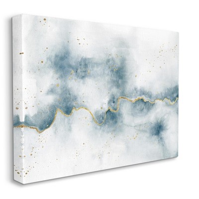 Stupell Industries Abstract Cloud Splatters White Blue Gold Painting