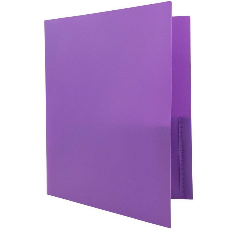 JAM 6pk POP 2 Pocket School Presentation Plastic Folders Purple, 5 of 7