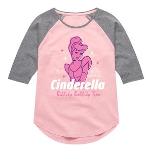 Girls' - Disney Princess - Cinderalla Bibbity Bobbity Shirt Tail Raglan Graphic T-shirt - 1 of 4