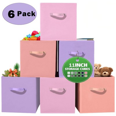 DOMETOUR 6 Piece Cube Storage Bins, 11 Inch Collapsible Storage Cube Organizer with Handle