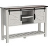 Console Table with 2 Sliding Barn Doors, Farmhouse Entryway Table w/ 3-Tier Storage Shelves, Rustic Sofa Table, Side Table - 3 of 4