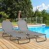 Outsunny Folding Chaise Lounge Pool Chairs, Set of 2 Outdoor Sun Tanning Chairs, Five-Position Reclining Back, Steel Frame & Oxford Fabric - 3 of 4