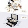Women's Jewelry Box, 3 - Layer Organizer for Earrings, Rings, Necklaces, Bracelets Black - 4 of 4