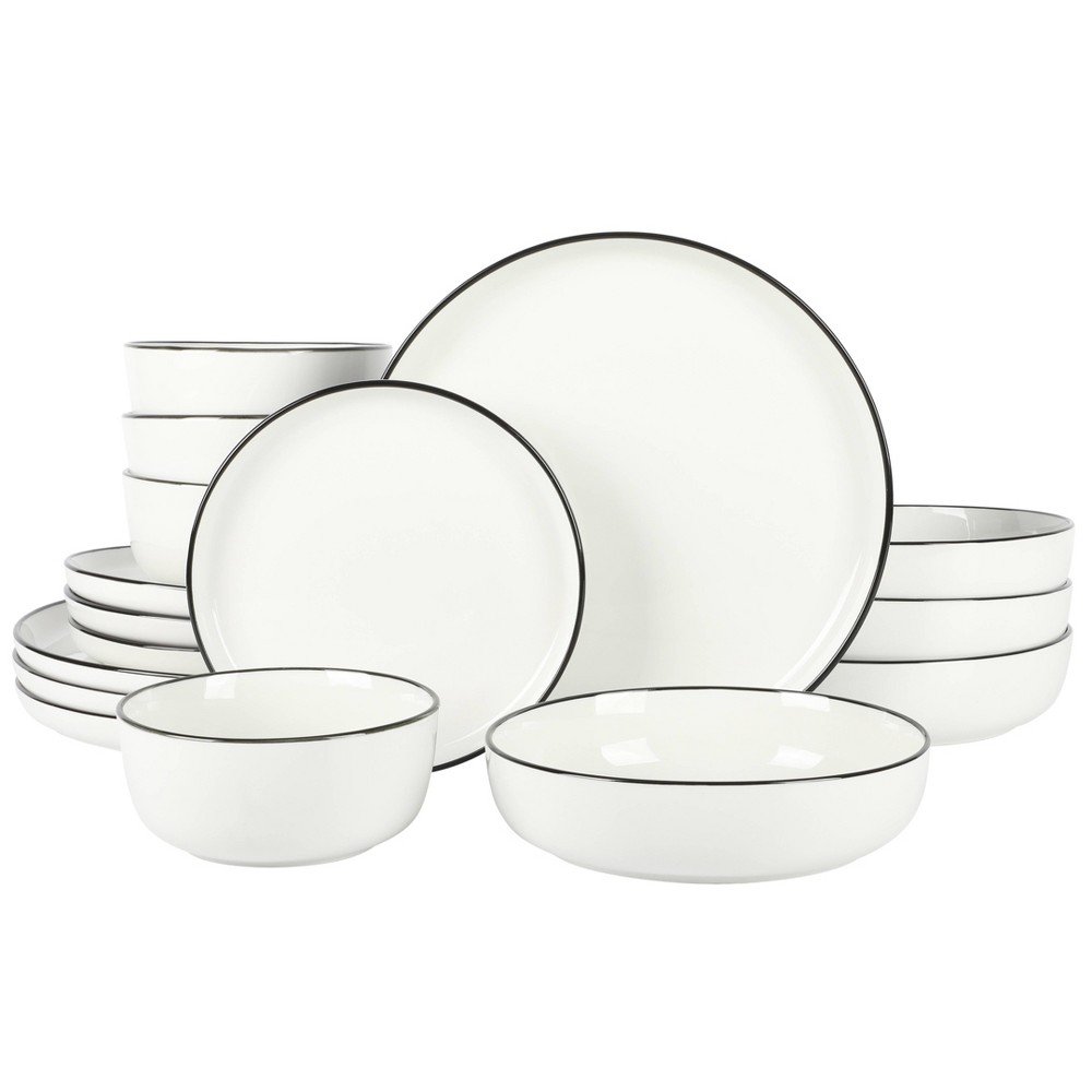 Photos - Glass Gibson Home Oslo 16pc Dinnerware Set Black Rim