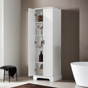Leovsnove 2-Door Storage Cabinet with Adjustable Shelves for Bathroom, Office, Living Room, Durable MDF Board Construction, Anti-Tipping Design - 1 of 4