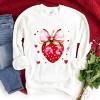 Coquette Strawberry Hearts Watercolor - Women's Graphic Sweatshirt - 2 of 4