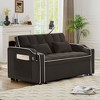 Racxily Foldable Double Seat Recliner,Comfortable Velvet Pull-Out Sleeper Sofa Bed with Side Pockets,USB Port,Swivel Phone Stand - 2 of 4