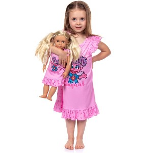 Sesame Street Pajamas Toddler Girls' Abby Cadabby Matching Doll Nightgown Pink - 1 of 4