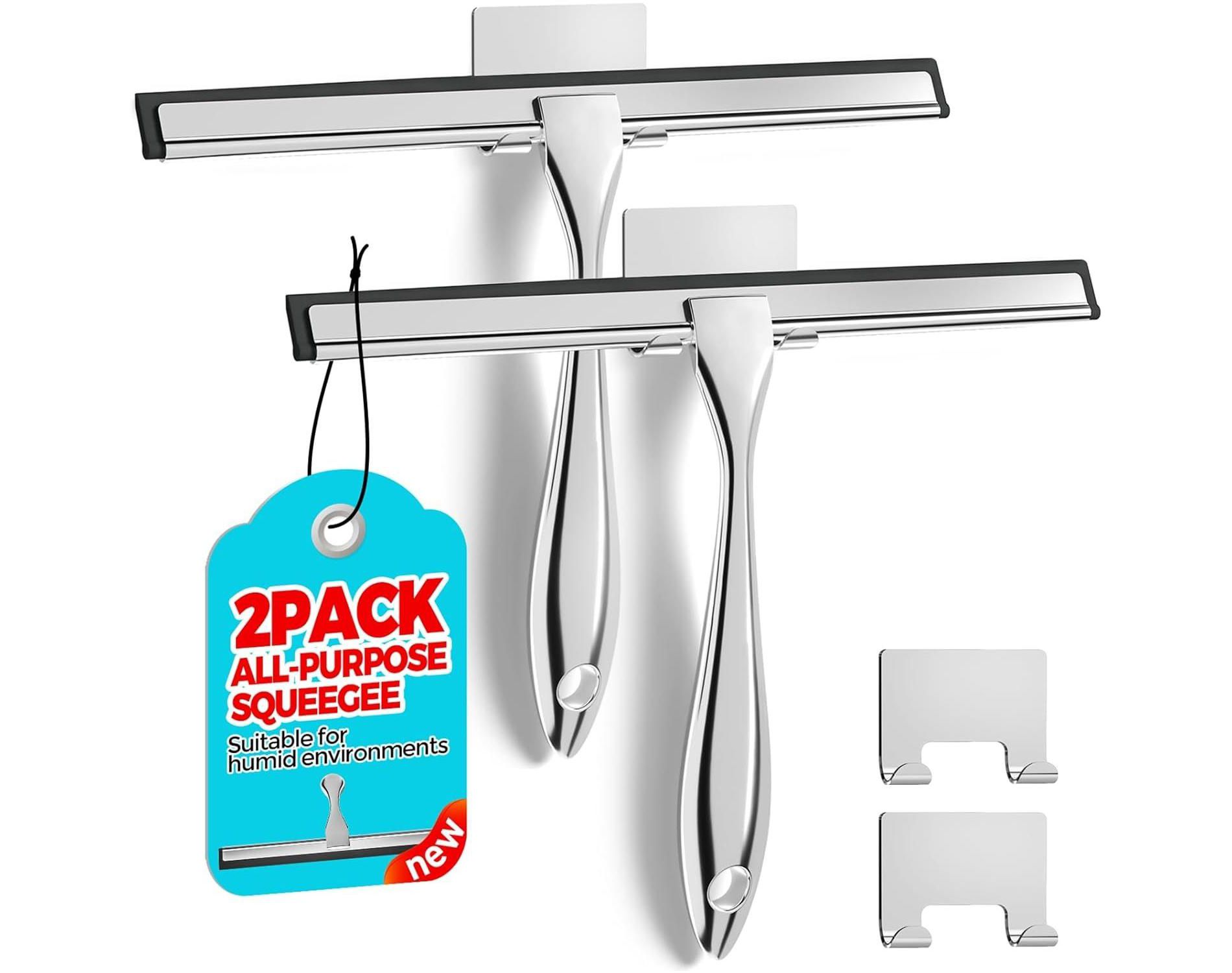 Maison All-Purpose Stainless Steel Shower Squeegee 10inch (2 Pack)