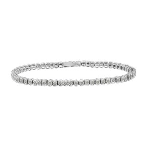 Haus of Brilliance Silver ½ Cttw Miracle-Set Diamond Round Half Bezel 7” Tennis Bracelet - 1 of 4