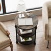 Garvee Round End Table with Storage Shelves, 3-Tier Round Side Table w/ Mental Support Legs, Rustic End Table Nighstand for Living Room Bedroom - 4 of 4