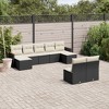 vidaXL 9 Piece Patio Sofa Set with Cushions Black Poly Rattan - Black and Cream Without Table - 2 of 4