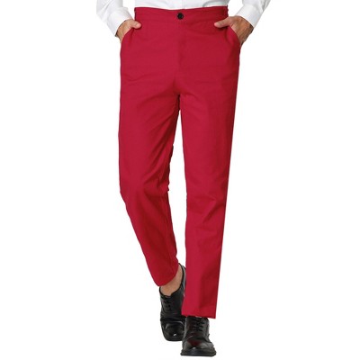 Lars Amadeus Men's Flat Front Regular Fit Solid Color Stretch Business Trousers Dress Pants