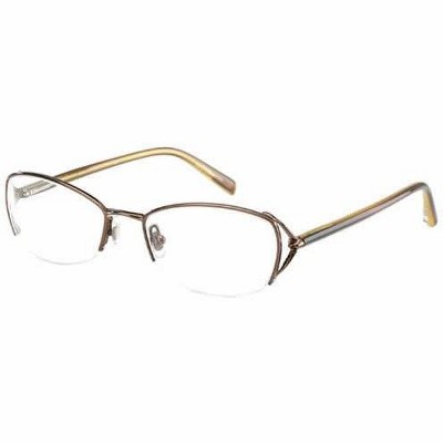 Jones New York Designer Reading Glasses J426 Brown Gold Semi-Rimless 21 Powers