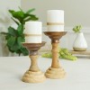Transpac Wood 7.75 in. Brown Candle Holders Set of 2 - 3 of 4