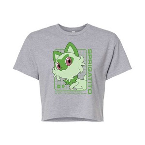 Women's - Pokémon - Sprigatito Stats Cropped Graphic T-Shirt - 1 of 4