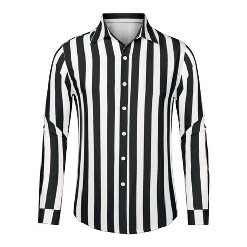 White dress shirt with black sales stripes