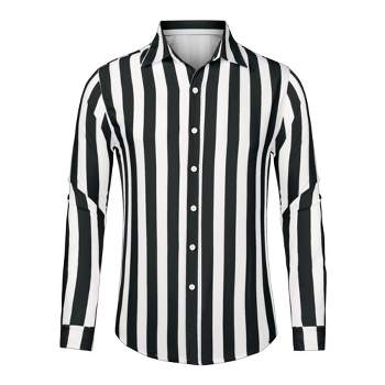 Lars Amadeus Men's Casual Striped Long Sleeves Back Yoke Button Down Shirts