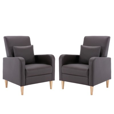 Faux-Shearling Accent Chair with Pillow, Modern Comfy Armchair with Ergonomic Backrest and Padded Armrests