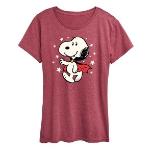 Women's - Peanuts - Snoopy Vampire Stars Glow In The Dark Short Sleeve Graphic T-Shirt - 1 of 4