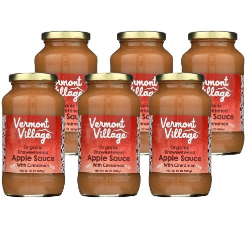 Vermont Village Organic Unsweetened Applesauce With Cinnamon - Case of 6/24  oz