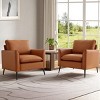 Set of 2 Faux Leather Lounge Chairs, Modern Retro Upholstered Single Sofa Armchairs with Cushions for Living Room or Bedroom-Koiai - 3 of 4