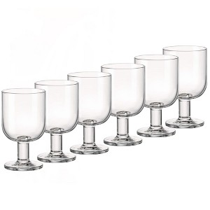 Bormioli Rocco Hosteria Large Stackable Wineglasses - Set of 6, 9.5 Oz. Stemmed Glasses for Reds & Whites, Italian Glassware - Dishwasher Safe - 1 of 4
