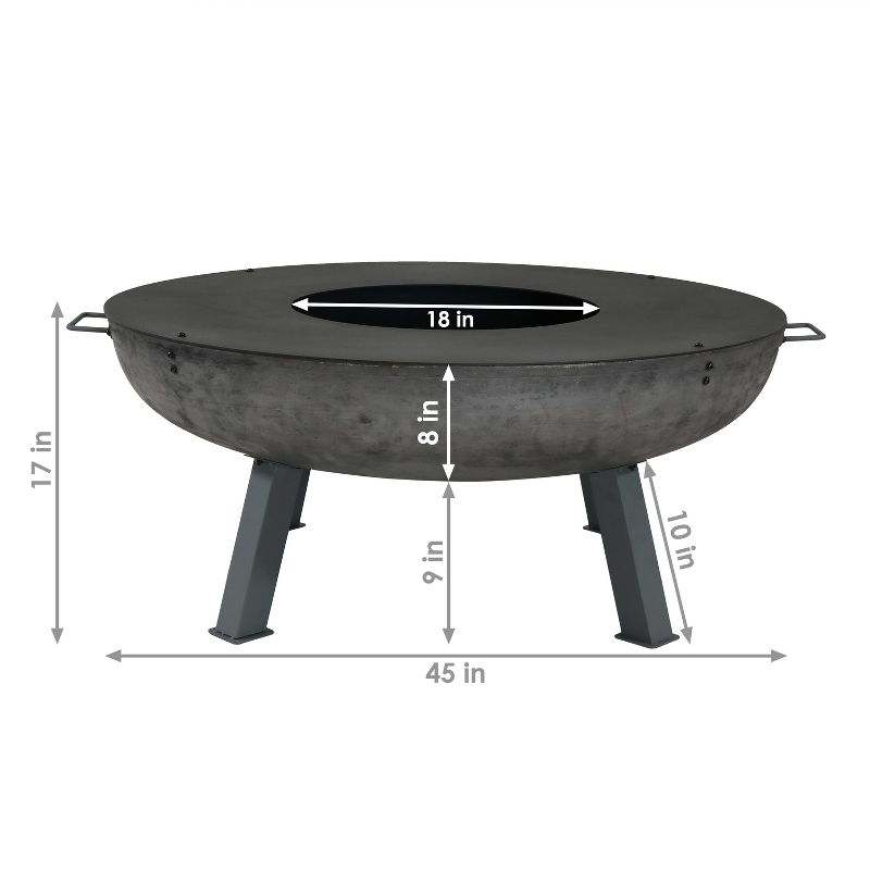 Sunnydaze Outdoor Camping or Backyard Large Round Cast Iron Fire Pit with Cooking Ledge - 40" - Dark Gray, 3 of 12