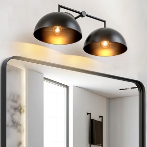 Rennnsan Nerenth 20"W Hardwired 2-Light Dome Industrial Dimmable Wall Sconce in Black - 1 of 4