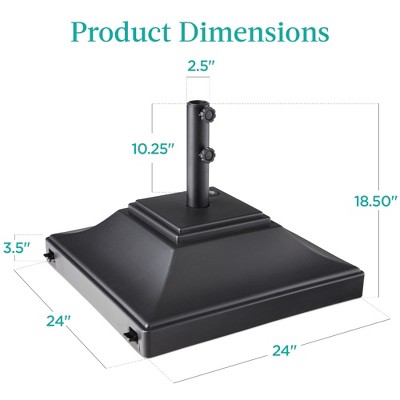 Heavy-Duty Black Concrete Mobile Umbrella Base with Wheels