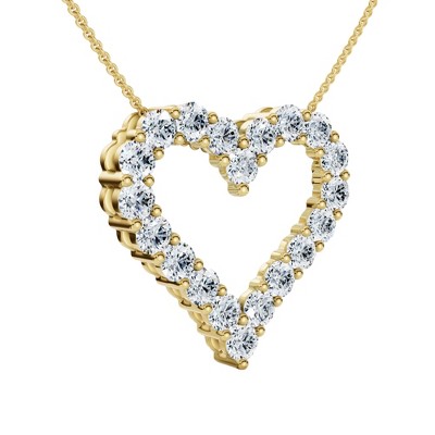 Pompeii3 1Ct Diamond Heart Pendant 14k Gold Lab Created 3/4" Tall Necklace
