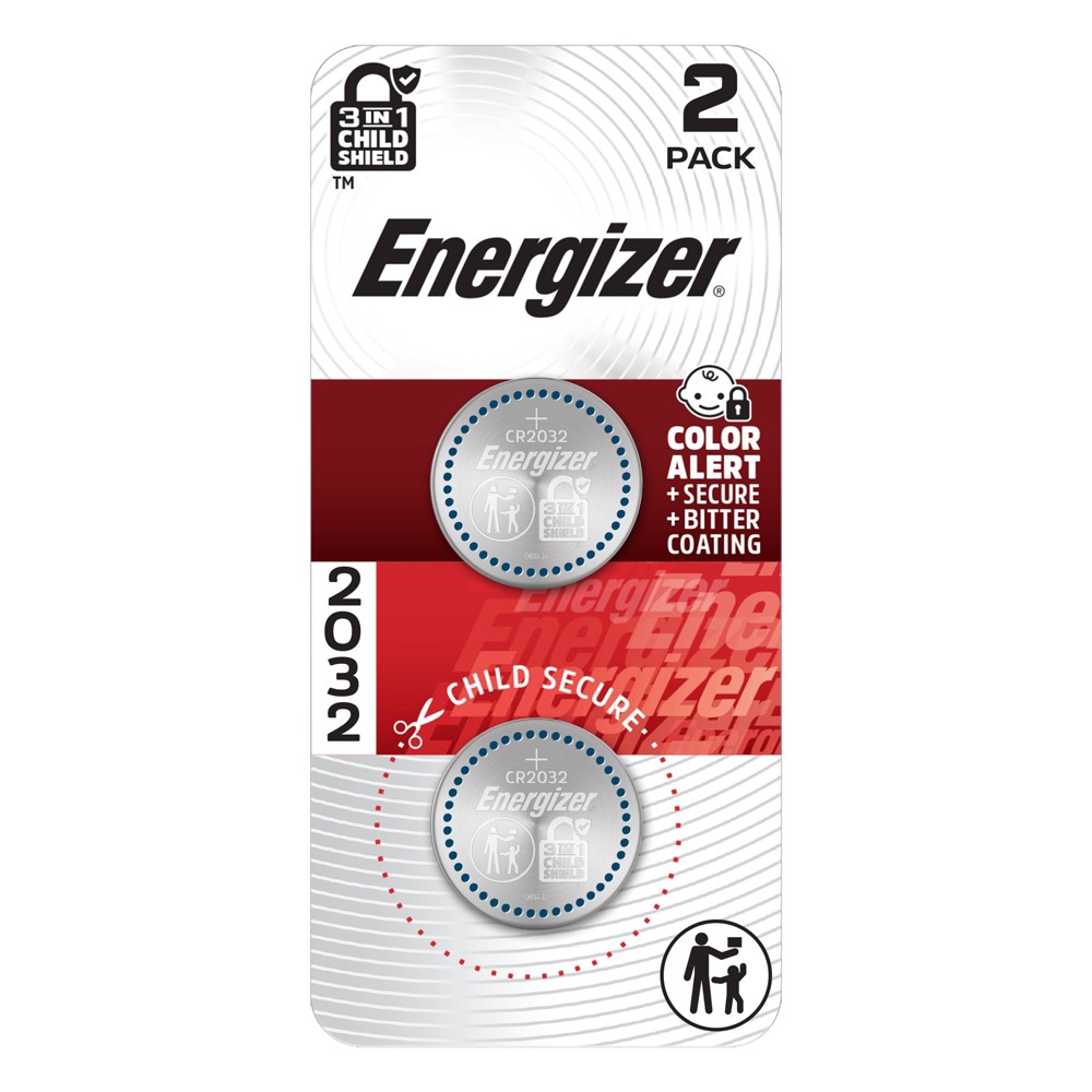 Energizer 2032 Batteries 2pk - Lithium Coin Battery: Household Silver, 3V Single-Use