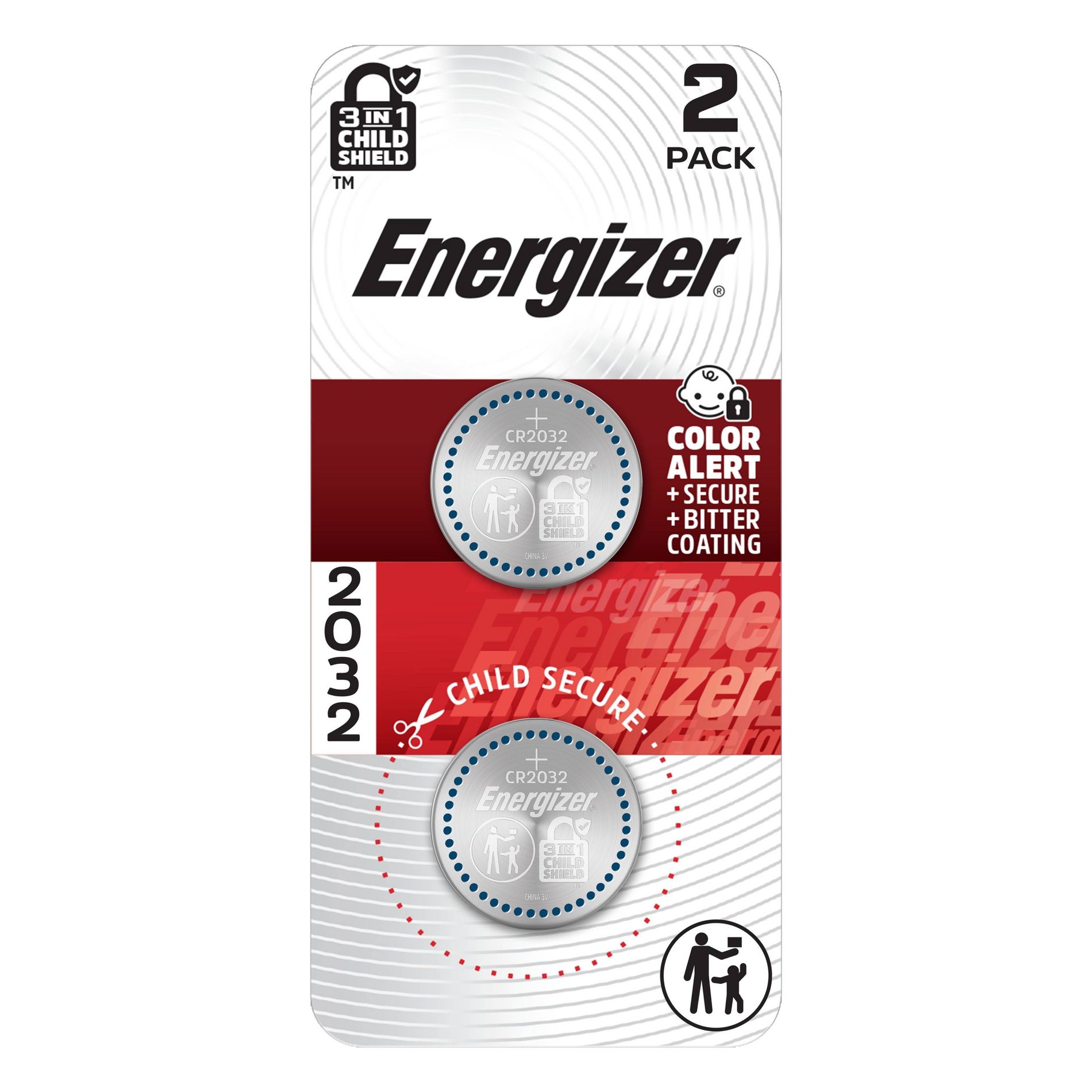 Energizer 2032 Batteries 2pk - Lithium Coin Battery: Household Silver, 3V Single-Use