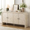 Multi-Functional MDF Sideboard-Handwoven Wood Slat Doors, Tiered Stepped Design & Premium Solid Wood Veneer for Hallways, Living Rooms, Studies - 2 of 4