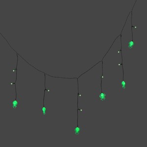 20ct LED Spiders with Diecuts Plastic Blow Mold Halloween Indoor Outdoor Novelty Icicle String Lights Green/Black - Hyde and EEK! Boutique™ - 1 of 4