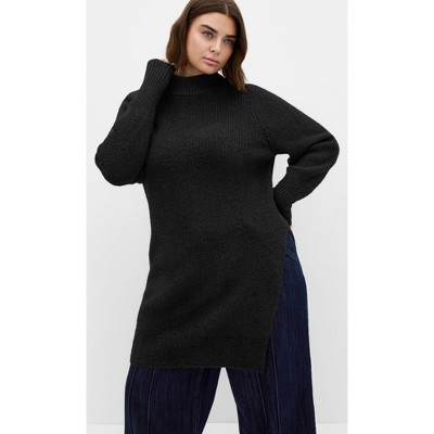 CITY CHIC | Longline Split Sweater - black | 14W : Target