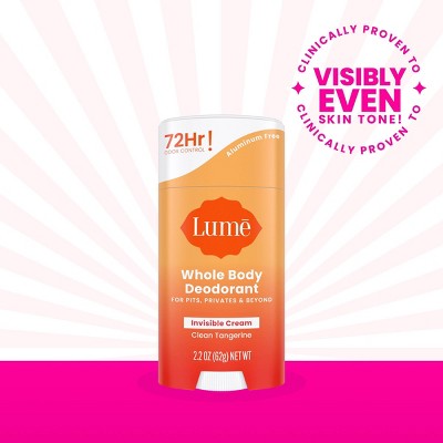 Lume Whole Body Women&#8217;s Deodorant - Invisible Cream Stick - Aluminum Free - Clean Tangerine Scent - 2.2oz_1