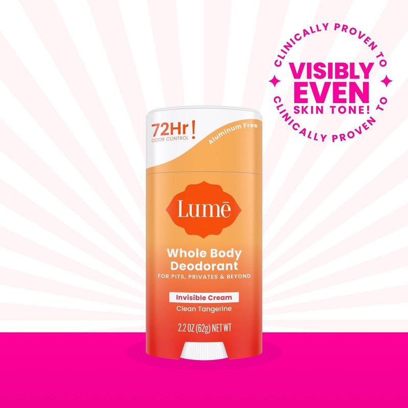 Lume Whole Body Women&#8217;s Deodorant - Invisible Cream Stick - Aluminum Free - Clean Tangerine Scent - 2.2oz, 5 of 14