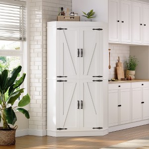 Molysoul 71'' Kitchen Corner Cabinet,Storage Cabinet with 4 Doors and Shelves, Tall Storage Cabinet Farmhouse for Kitchen, Dining Room - 1 of 4