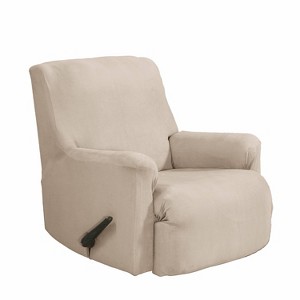2pc Recliner Stretch Fit Slipcover Ivory - Serta