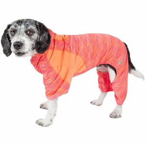 Pet Life (R) Active 'Downward Dog' Heathered Performance 4-Way Stretch Two-Toned Full Body Warm Up Hoodie - 1 of 4