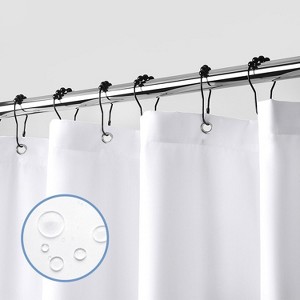 Aoibox Waterproof Fabric Shower Curtain Liner - Soft Cloth Liner with Magnets, Machine Washable & Hotel Quality, White - 1 of 4