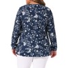 Agnes Orinda Women's Plus Size Floral Print Square Neck Long Sleeve Pleated Casual Tunic Blouses - 4 of 4