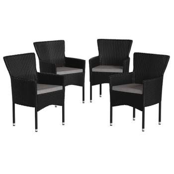 Flash Furniture Maxim Modern Wicker Patio Armchairs for Deck or Backyard, Fade and Weather-Resistant Frames and Cushions