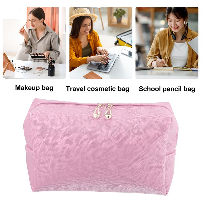 Unique Bargains PU Leather Waterproof Makeup Bag Cosmetic Case Makeup Bag for Women S Size 1 Pc, 2 of 7