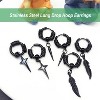 3 Pairs Surgical Steel Hoop Earrings for Men | Spike/Feather/Cross Charms Set - 3 of 4