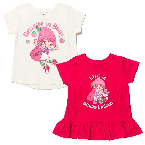 Strawberry Shortcake Toddler Girls 2 Pack Peplum T-shirts White / Pink 4t :  Target