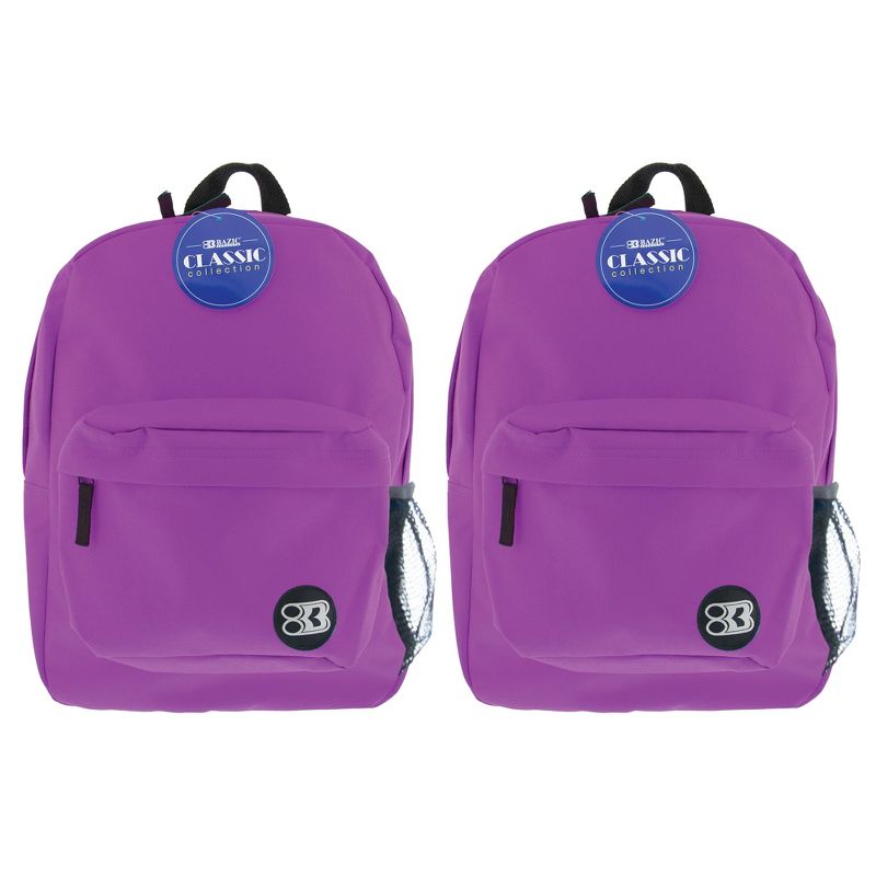 BAZIC Products® Classic Backpack 17" Purple, Pack of 2, 1 of 7